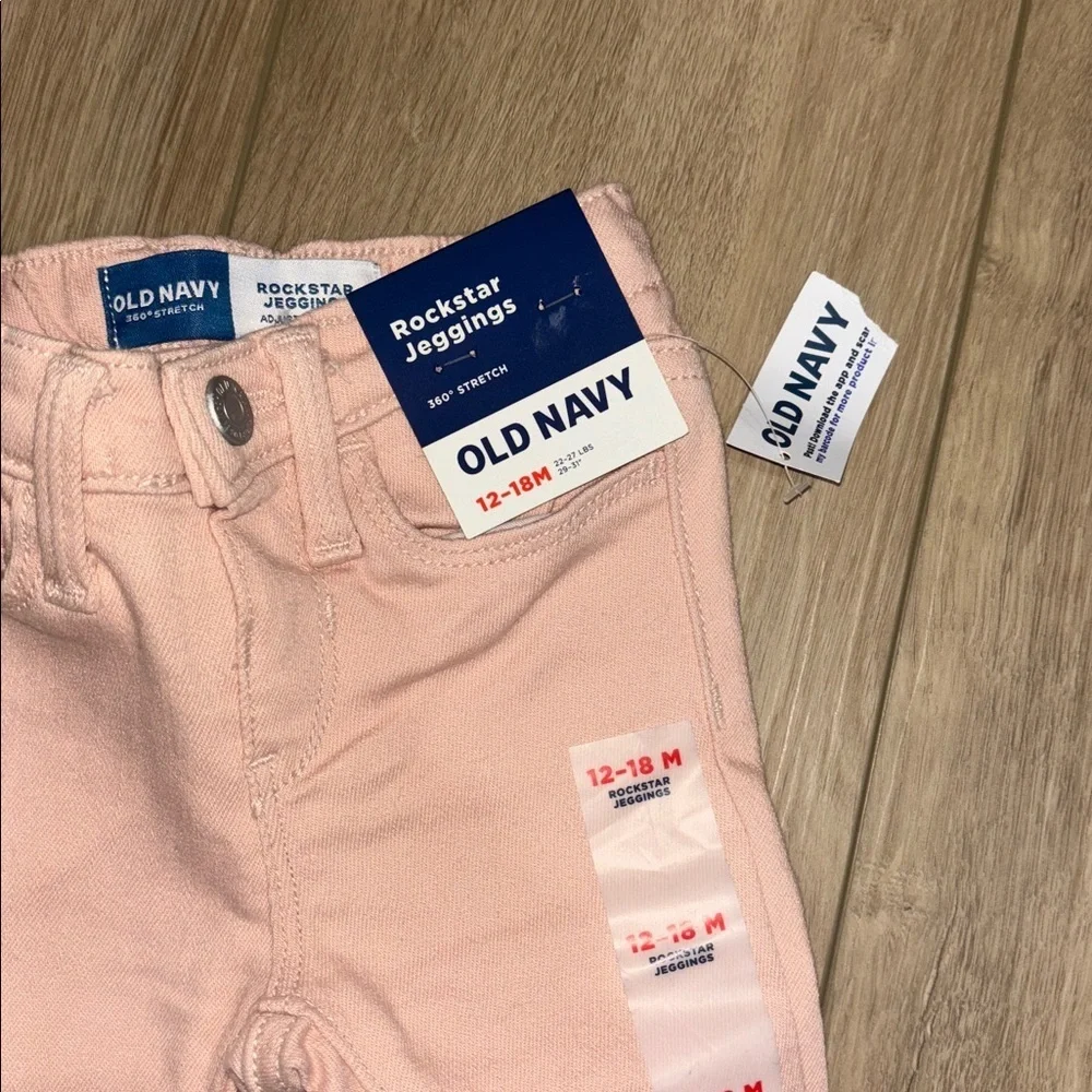 Old Navy Light Pink rock star little girls  Jeggings size 12-18 months NWT